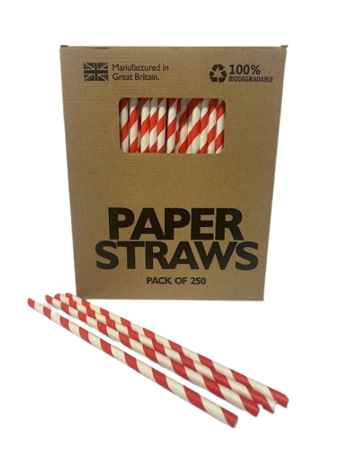 Red striped paper straws